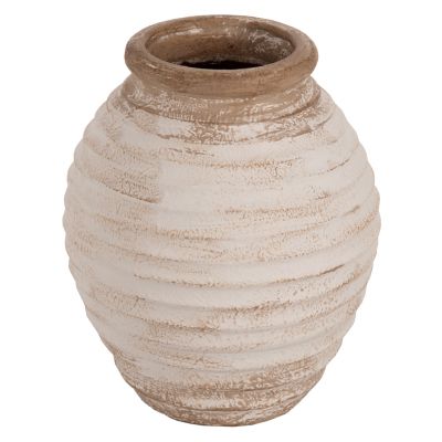 DECORATIVE FLOOR VASE PYDNA HM7939 TERRACOTTA IN ANTIQUE WHITE-BEIGE COLOR Φ25x30Hcm.