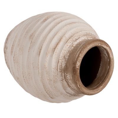 DECORATIVE FLOOR VASE PYDNA HM7939 TERRACOTTA IN ANTIQUE WHITE-BEIGE COLOR Φ25x30Hcm.