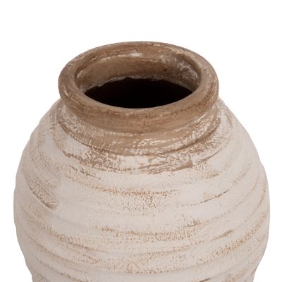 DECORATIVE FLOOR VASE PYDNA HM7939 TERRACOTTA IN ANTIQUE WHITE-BEIGE COLOR Φ25x30Hcm.