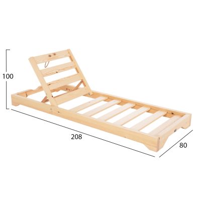 ПЛАЖЕН ШЕЗЛОНГ НИСЪК IKARIA HM6115.01 БОРОВО ДЪРВО В НАТУРАЛ 80x208x32-100Hcm.