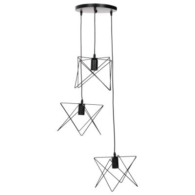 CEILING PENDANT LAMP HM4076 3-LIGHT BLACK METAL Φ23x122Hcm.