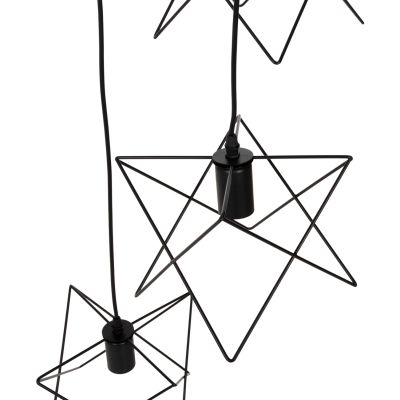 CEILING PENDANT LAMP HM4076 3-LIGHT BLACK METAL Φ23x122Hcm.
