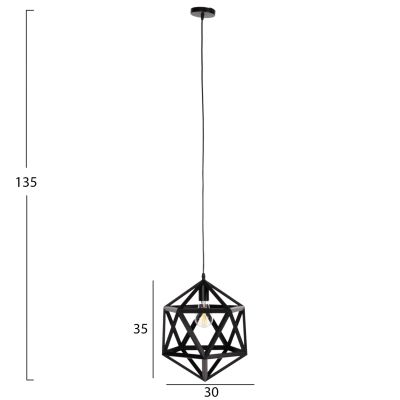 CEILING PENDANT LAMP HM4073 BLACK METAL 30x30x35H cm.