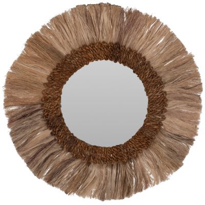 MIRROR ROUND ABACA FIBER FRAME IN NATURAL COLOR 60x4,5x60Hcm.HM7731