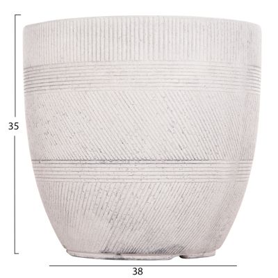 GARDEN PLANTERS ROUND SET 4PCS SERIES GARDENER HM4719 FIBERCLAY--IN CEMENT COLOR Φ44x43Hcm.