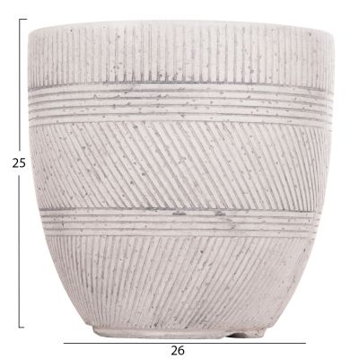 GARDEN PLANTERS ROUND SET 4PCS SERIES GARDENER HM4719 FIBERCLAY--IN CEMENT COLOR Φ44x43Hcm.