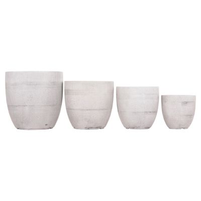 GARDEN PLANTERS ROUND SET 4PCS SERIES GARDENER HM4719 FIBERCLAY--IN CEMENT COLOR Φ44x43Hcm.