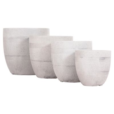 GARDEN PLANTERS ROUND SET 4PCS SERIES GARDENER HM4719 FIBERCLAY--IN CEMENT COLOR Φ44x43Hcm.
