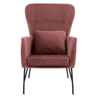 Armchair "ROYALTY", Velvet Dusty Pink, with metal black leg HM8721.02