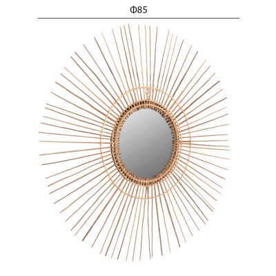 MIRROR ROUND WITH COCONUT STICKS FRAME NATURAL COLOR Φ85cm.HM7733