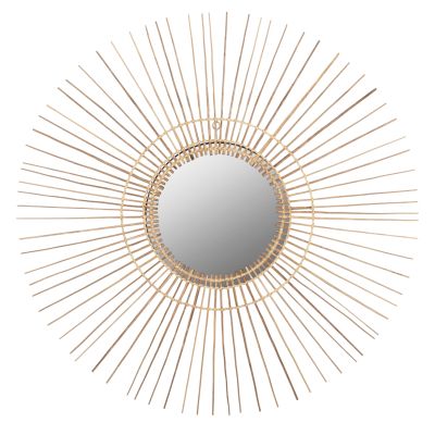 MIRROR ROUND WITH COCONUT STICKS FRAME NATURAL COLOR Φ85cm.HM7733