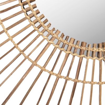 MIRROR ROUND WITH COCONUT STICKS FRAME NATURAL COLOR Φ85cm.HM7733