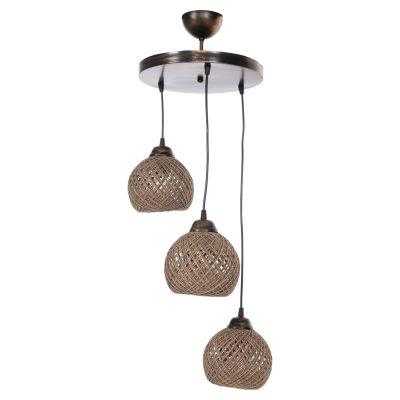 ΦΩΤΙΣΤΙΚΟ ΟΡΟΦΗΣ ΕΣΩΤΕΡΙΚΟΥ ΧΩΡΟΥ ΚΡΕΜΑΣΤΟ HM7359.01 ΑΠΟ ΜΕΤΑΛΛΟ & ΣΧΟΙΝΙ ΣΚΟΥΡΟ ΜΠΕΖ 32x32x80Υ εκ.