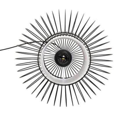 CEILING PENDANT LAMP HM4185 BLACK METAL-WHITE CLOTH Φ30x115H cm.