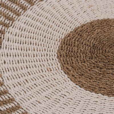 КРЪГ КИЛИМ KIRKI HM7842 ЕСТЕСТВЕНИ ВЛАКНА МОРСКИ ТРЕВИ В БЯЛО-ЕСТЕСТВЕН ЦВЯТ Φ150см.