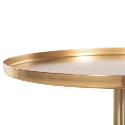 ПОМОЩНА МАСА КРЪГЛА KAPPUR HM9726 МАНГОВО ДЪРВО В ЦВЯТ ОРЕХ-МЕТАЛ В ЗЛАТНО Φ38x62Hcm.