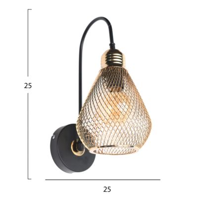 WALL SCONCE HM7639.02, BLACK-GOLD, 25x25x25