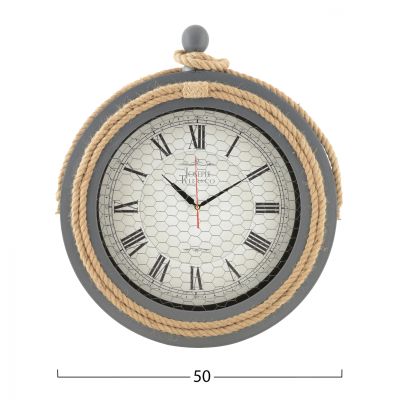 СИВ МЕТАЛЕН СТЕНЕН ЧАСОВНИК С ВЪЖЕ HM7452.01 D50 см.