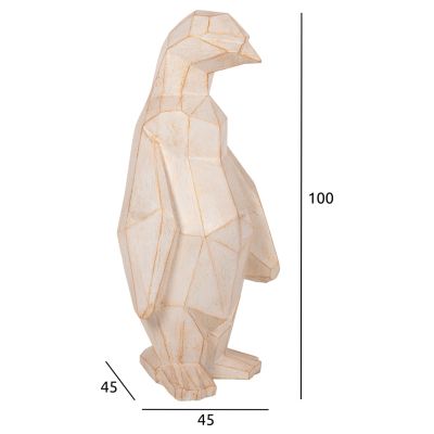 ПОДОВА ДЕКОРАЦИЯ ПИНГВИН HM7916 GRC В ЦВЯТ БЯЛА ПАТИНА СЪС ЗЛАТИСТИ ДЕТАЙЛИ 45x45x100Hcm.