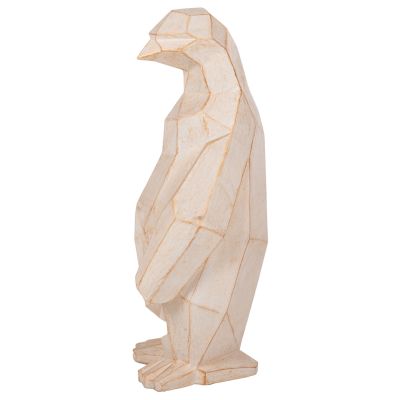 ПОДОВА ДЕКОРАЦИЯ ПИНГВИН HM7916 GRC В ЦВЯТ БЯЛА ПАТИНА СЪС ЗЛАТИСТИ ДЕТАЙЛИ 45x45x100Hcm.