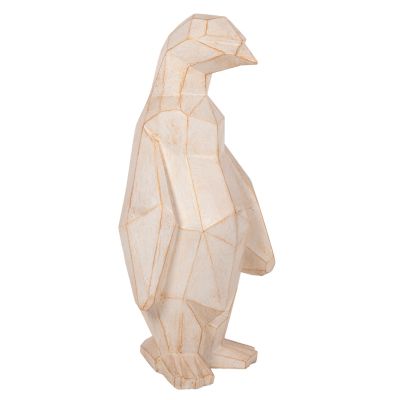 ПОДОВА ДЕКОРАЦИЯ ПИНГВИН HM7916 GRC В ЦВЯТ БЯЛА ПАТИНА СЪС ЗЛАТИСТИ ДЕТАЙЛИ 45x45x100Hcm.