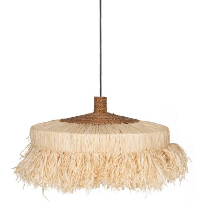 CEILING PENDANT CYLINDRICAL CAP MADE OF SISAL FIBERS IN NATURAL COLOR 80x80x45Hcm.HM7790
