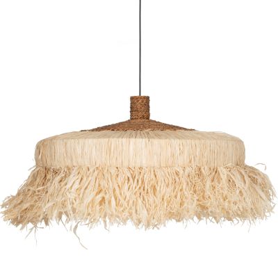 CEILING PENDANT CYLINDRICAL CAP MADE OF SISAL FIBERS IN NATURAL COLOR 80x80x45Hcm.HM7790