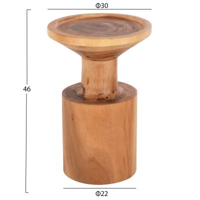 ПОМОЩНА МАСА BERMAL HM9889 МАСИВНО ДЪРВО СУАР В НАТУРАЛ Φ30x46Hcm.