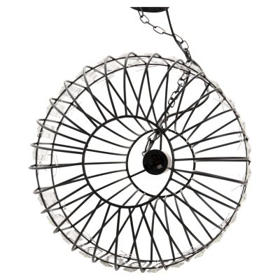 CEILING PENDANT LAMP HM4093 BLACK METAL AND GLASS Φ29x38-137Hcm.