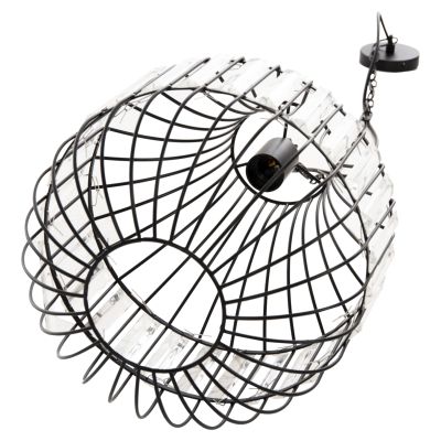 CEILING PENDANT LAMP HM4093 BLACK METAL AND GLASS Φ29x38-137Hcm.