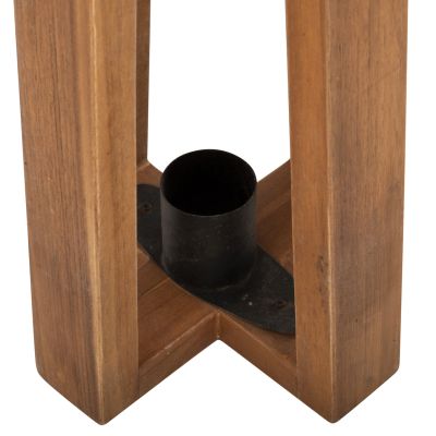 LANTERNS FOR CANDLES WITH RING HANDLES HM4276 TEAK WOOD IN NATURAL 24x24x50-61H cm.