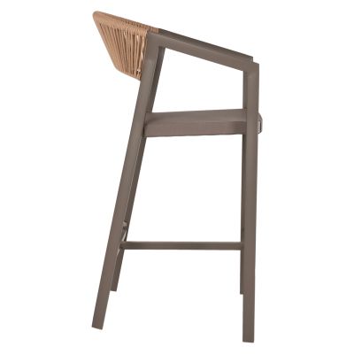 БАР СТОЛ АЛУМИНИЕВ С РАМЕНИ В ЦВЯТ ШАМПАНСКО TEXTLINE PE РАТАНОВ 56x58x105Hcm.HM5892.23