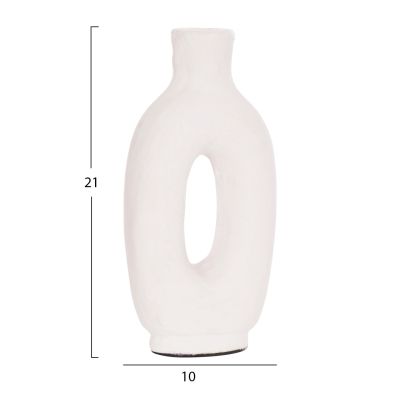 DECORATIVE VASE SERIES CLAYVON HM4409 TERRACOTTA IN WHITE COLOR 10x5x21Hcm.