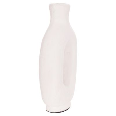 DECORATIVE VASE SERIES CLAYVON HM4409 TERRACOTTA IN WHITE COLOR 10x5x21Hcm.