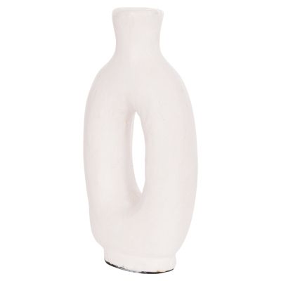 DECORATIVE VASE SERIES CLAYVON HM4409 TERRACOTTA IN WHITE COLOR 10x5x21Hcm.