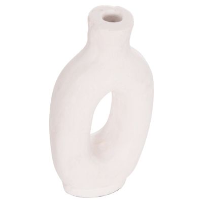 DECORATIVE VASE SERIES CLAYVON HM4409 TERRACOTTA IN WHITE COLOR 10x5x21Hcm.