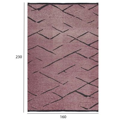 HM7674.06 160Χ230cm, dusty pink-black carpet with self-fringes