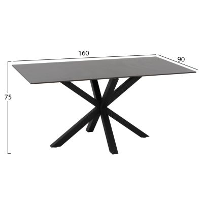 DINING TABLE SYNTEC HM9308.01 SINTERED STONE BLACK METAL LEGS 160x90x75H cm