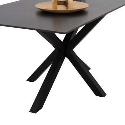 DINING TABLE SYNTEC HM9308.01 SINTERED STONE BLACK METAL LEGS 160x90x75H cm