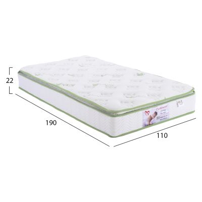 MATTRESS CONTINUOUS SPRING WITH MATTRESS PAD ALOE VERA 110X90 HM372.12 SINGLE SIDED