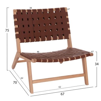 HM9326.01 КРЕСЛО FELIPE TOON WOOD PU плетено 68X79X69H