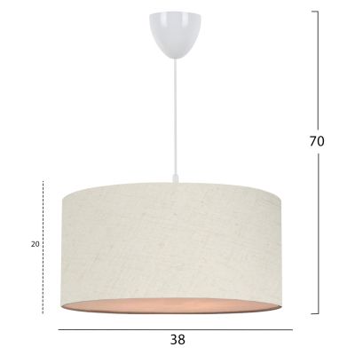 PENDANT CEILING LAMP HM7620.04 ECRU TEXTILE DRUM SHADE