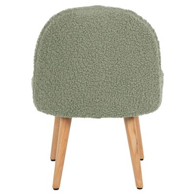 STOOL YASMINE HM8395.27 LOW BACKREST- BOUCLE FABRIC IN PISTACHIO GREEN COLOR-WOODEN LEGS 47x46x64,5Hcm.