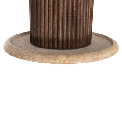 ХОЛНА МАСА КРЪГЛА GLADYS HM9714 МАНГОВО ДЪРВО МАСИВ-БЯЛ ТРАВЕРТИН Φ55x50Hсм.