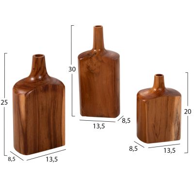 ДЕКОР БУТИЛКИ 3БР. КОМПЛЕКТ HM7716 МАСИВ ТИК ДЪРВО ОРЕХ