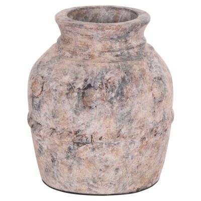 DECORATIVE TABLE VASE VERMO HM4395 TERRACOTTA IN BRUSHED GREY Φ17x19Hcm.