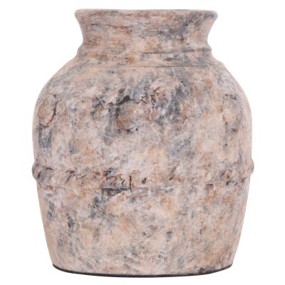 DECORATIVE TABLE VASE VERMO HM4395 TERRACOTTA IN BRUSHED GREY Φ17x19Hcm.