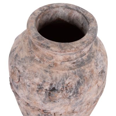 DECORATIVE TABLE VASE VERMO HM4395 TERRACOTTA IN BRUSHED GREY Φ17x19Hcm.