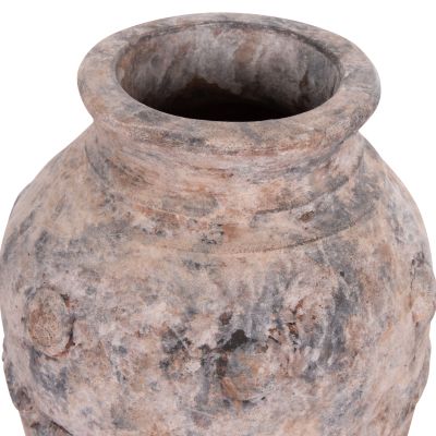 DECORATIVE TABLE VASE VERMO HM4395 TERRACOTTA IN BRUSHED GREY Φ17x19Hcm.
