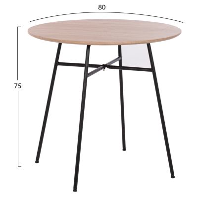 HM8743.01, table with MDF surface, metal legs, Φ80Χ75, SONOMA-BLACK
